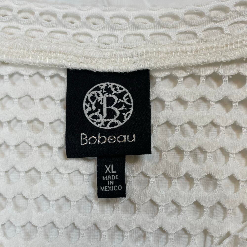 Bobeau Women's XL White Mesh Open-Knit Rayon Blend 3/4 Sleeve Sweater Top - Picture 3 of 7